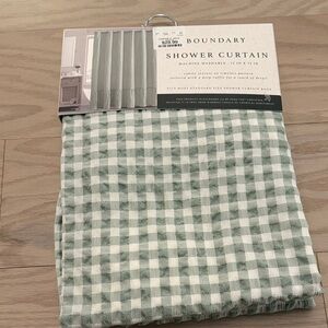 Green and White gingham Checkered Shower Curtain